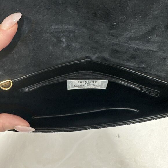 VINTAGE Frenchy of California Black Evening Envelope Clutch Sparkly Shiny - Picture 6 of 14